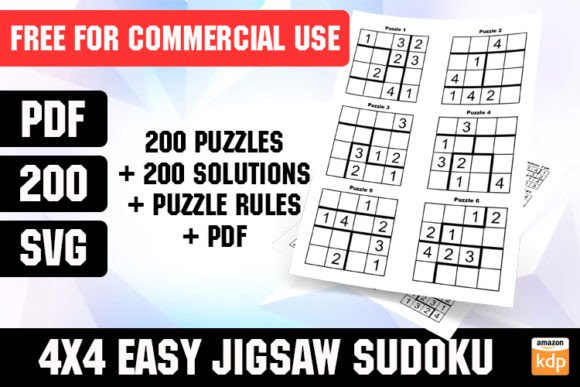 200 4x4 Easy Jigsaw Sudoku Puzzles Set