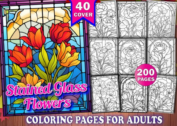 200 Stained Glass Flower Coloring Pages2