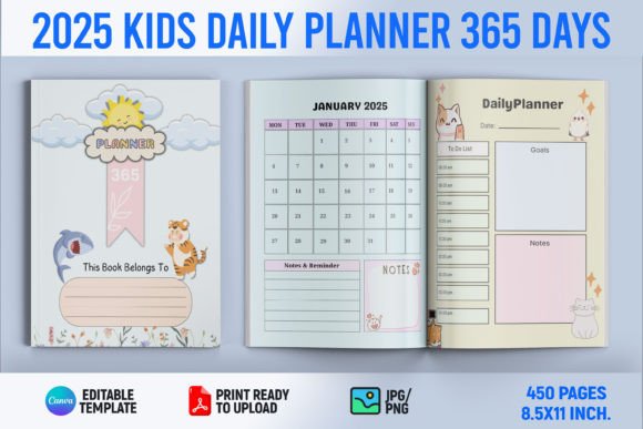 2025 Kids Daily Planner 365 Days