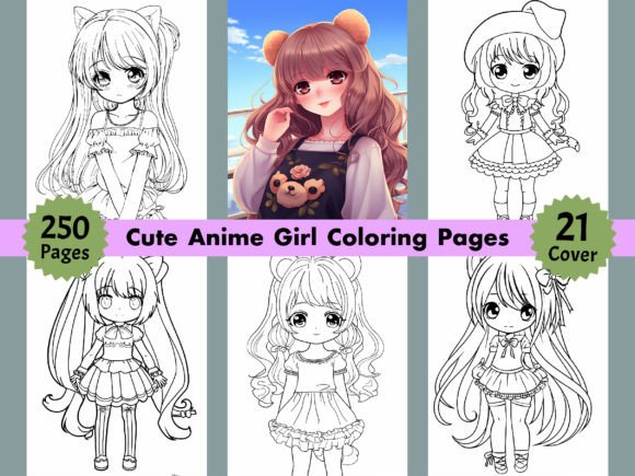 250 Cute Anime Girls Coloring Pages Kdp