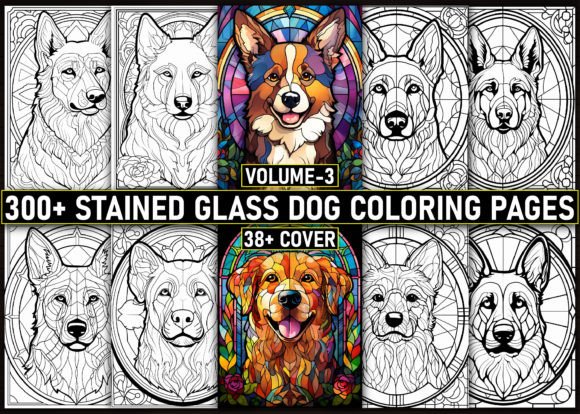 300 Stained Glass Dog Coloring Pages for Creative Expression and Professional Use