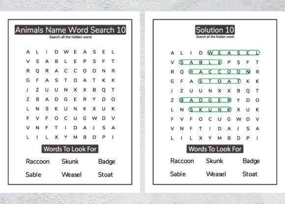 Animal Word Search KDP Interior for Kids